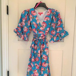 BETSY JOHNSON PINK BLUE FLORAL DRESS